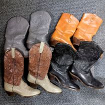 A set leather cowboy boots, size 8.