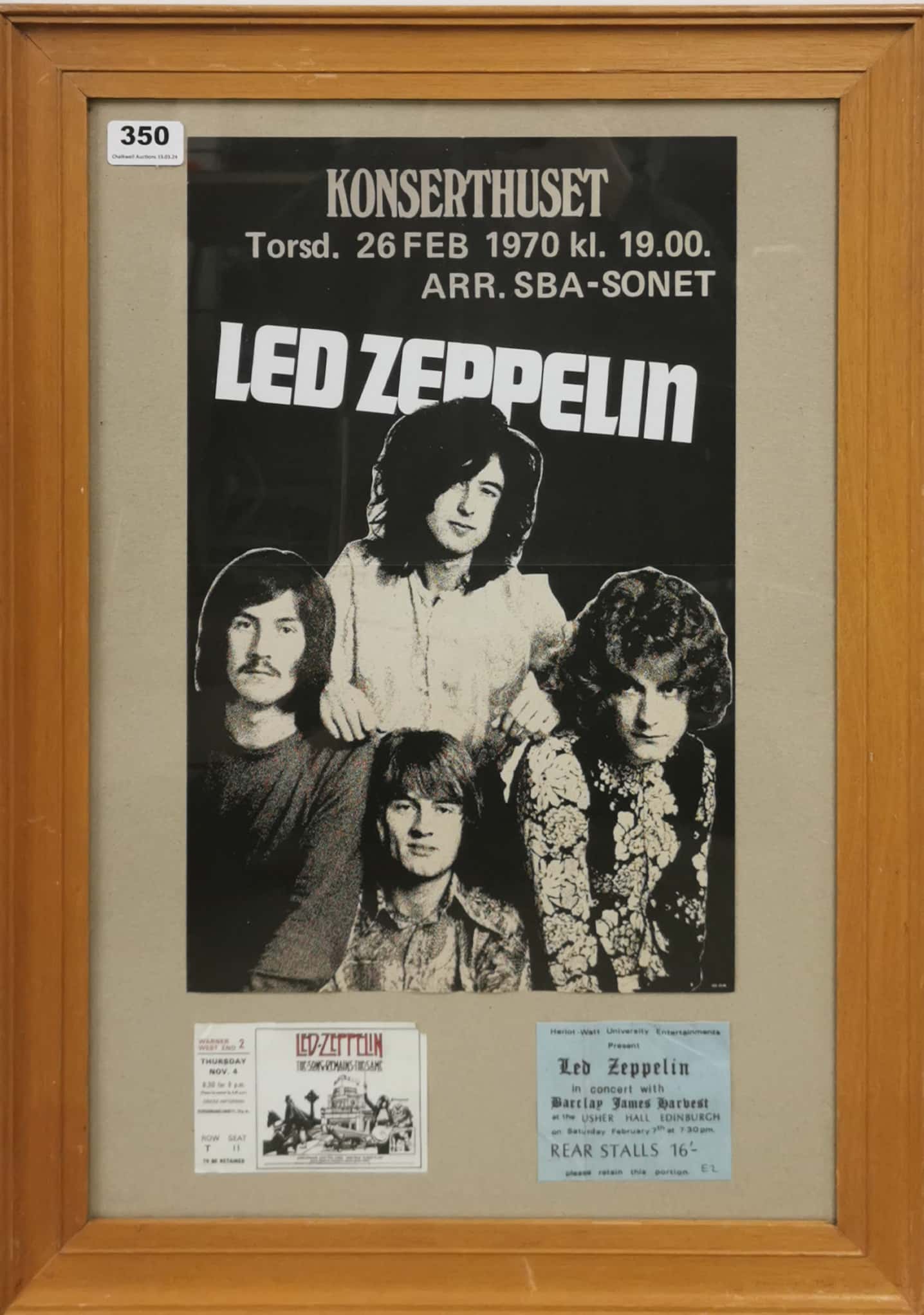 A framed 'Led Zeppelin' poster from Konserthuset Stockholm 1970 with two Led Zeppelin concert - Image 2 of 6
