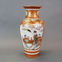 A Japanese Satsuma hand painted vase signed to base, H. 36cm.