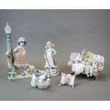 Five Lladro figures, tallest H. 34cm.