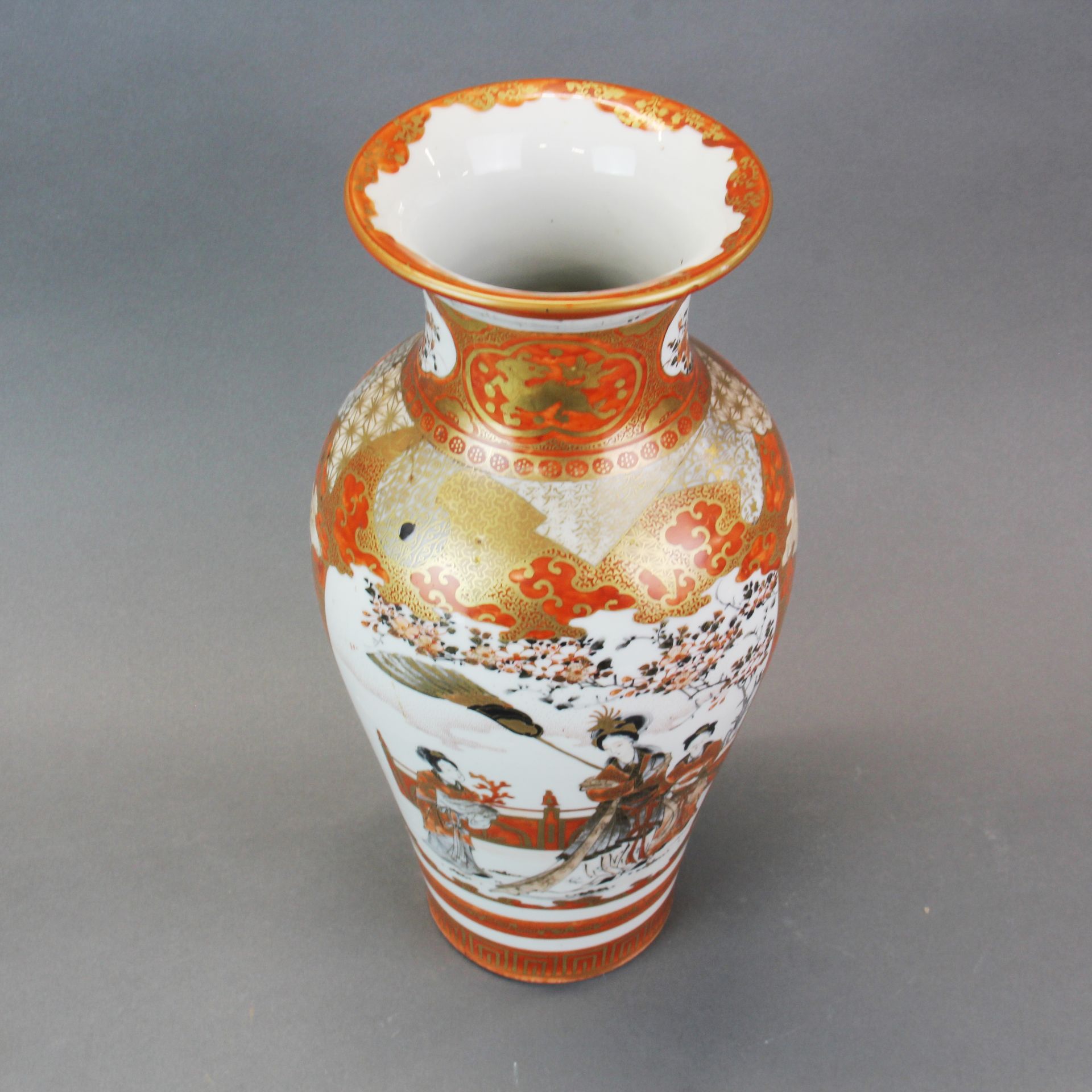 A Japanese Satsuma hand painted vase signed to base, H. 36cm. - Image 2 of 3