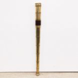 An old brass telescope, closed L. 18cm, Open L. 57cm.