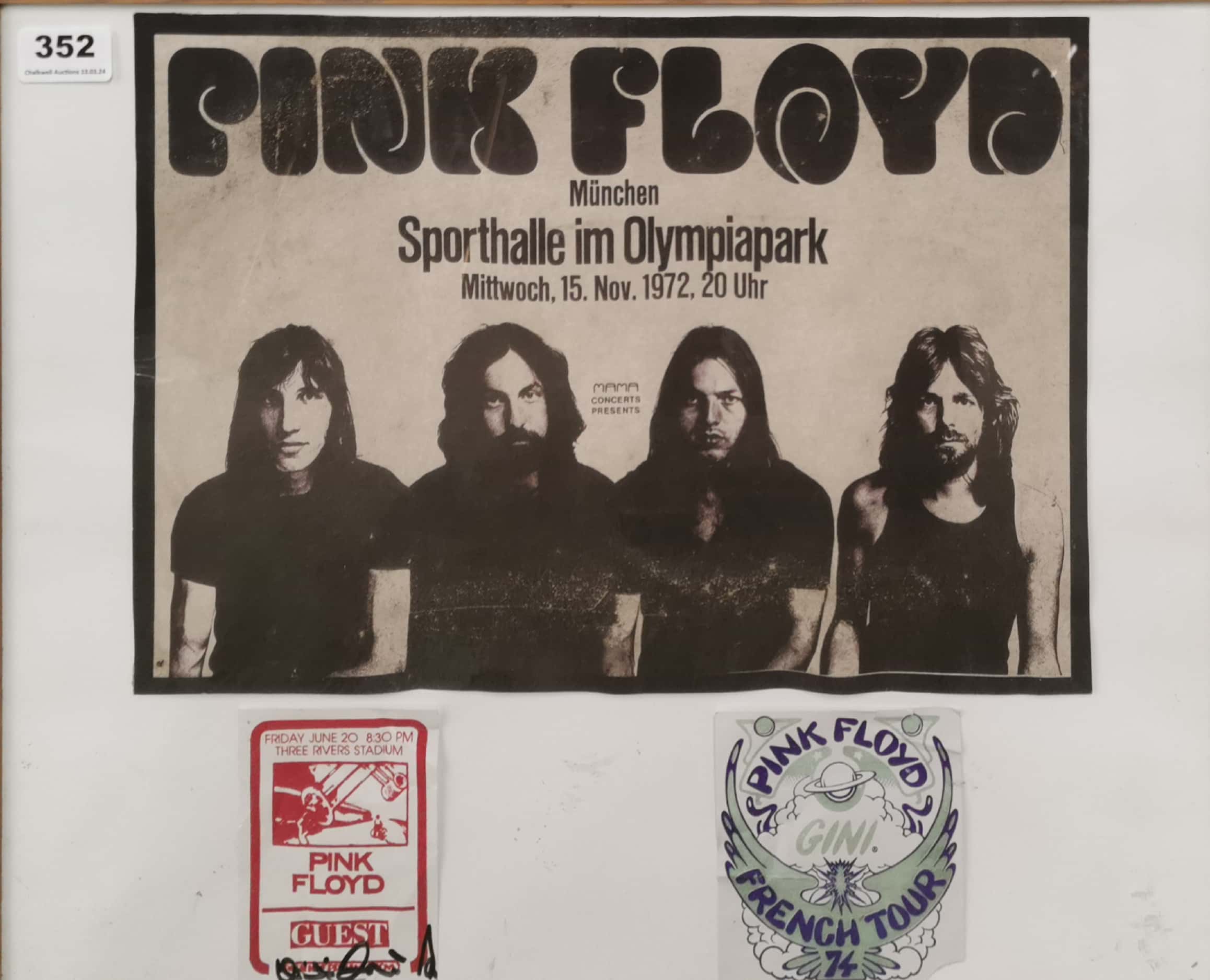 A framed poster from 'Pink Floyd' concert at the Sports Hall Olympic Park, Munich 1972 along with - Image 2 of 2