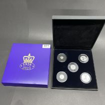 A five piece silver coin set 2022 in presentation box with certificate.