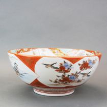 A Japanese Satsuma porcelain bowl, dia. 33cm, H. 15cm.