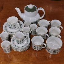 A Royal Doulton Tapestry pattern tea and coffee set (no milk jug).