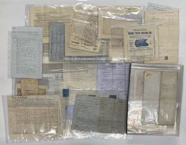 A box of mixed ephemera including receipts and stock certificates etc.