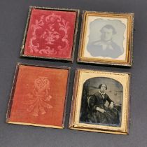 Two 19thC cased photographs, size 9.5 x 8cm.