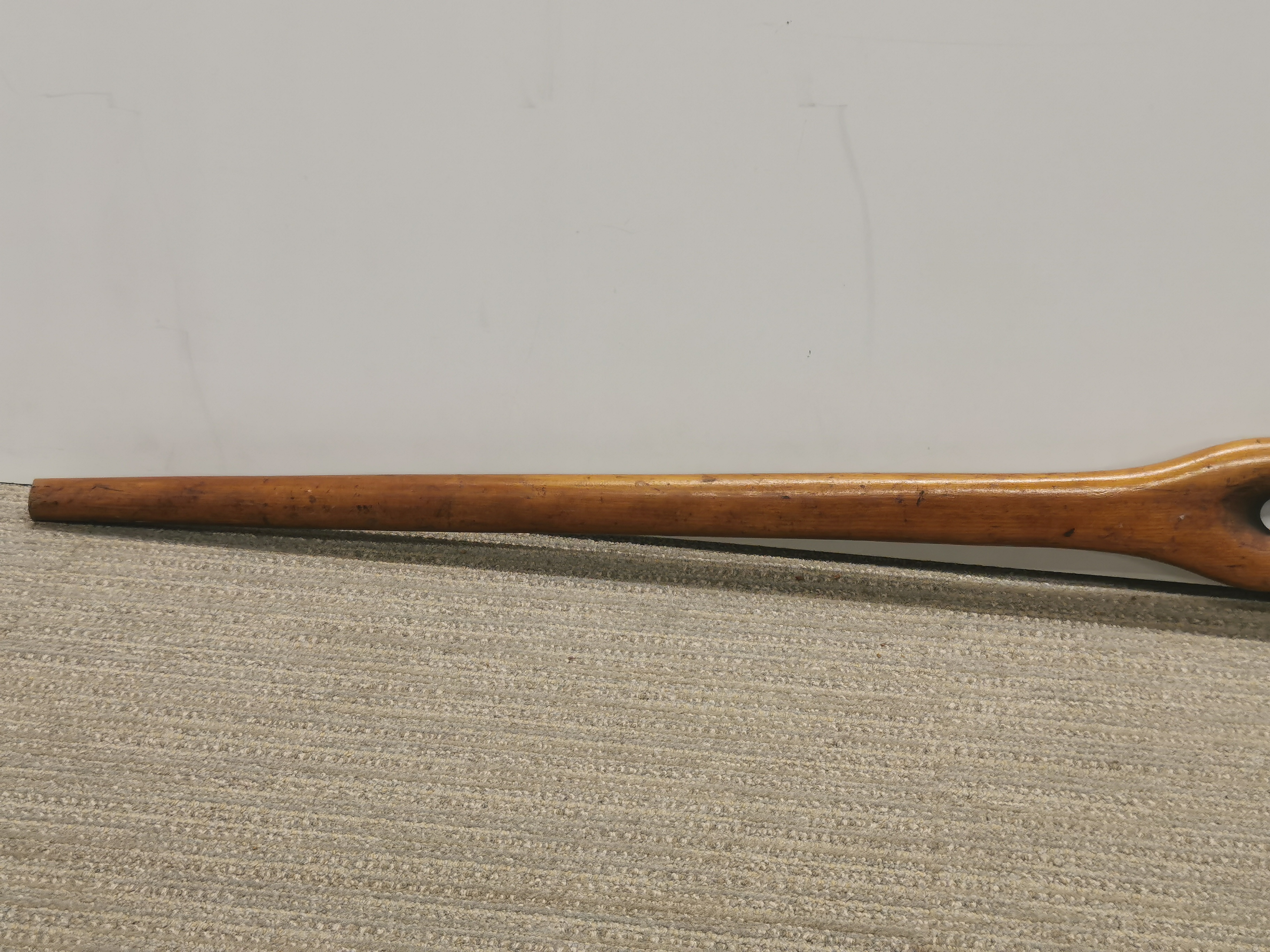 An early brass wood and leather crutch. - Image 3 of 4