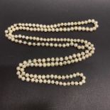 A single strand necklace of fresh water pearls, L. 130cm.