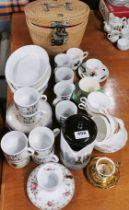A Rennie Mackintosh design porcelain tea set and two bowls. Together with further china items and