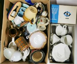 A box of mixed china and other items.