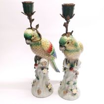 A pair of continental ormulu mounted parrot candlesticks, H. 35cm.