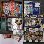 A quantity of mixed football related collectibles, including posters and Pro Star 'big head' sets