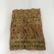 A c. 1830 sampler, 23 x 32cm.