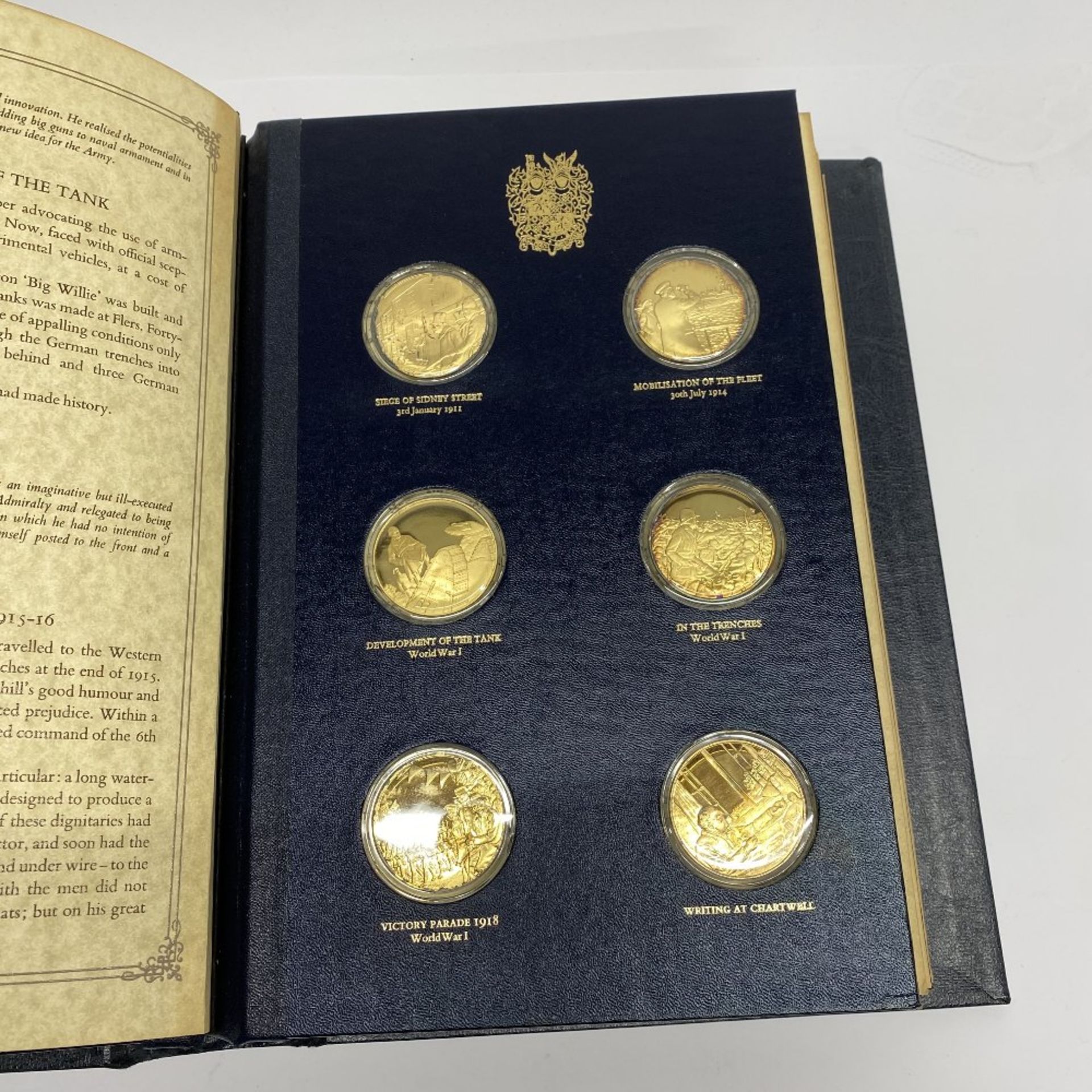 A folder of presentation of Churchill Centenery Trust gold plated on silver medals. Limited - Image 2 of 6