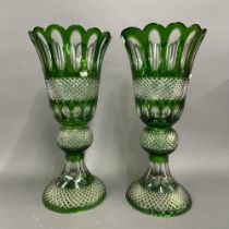 A pair of impressive Bohemian cut crystal vases, H. 50cm.