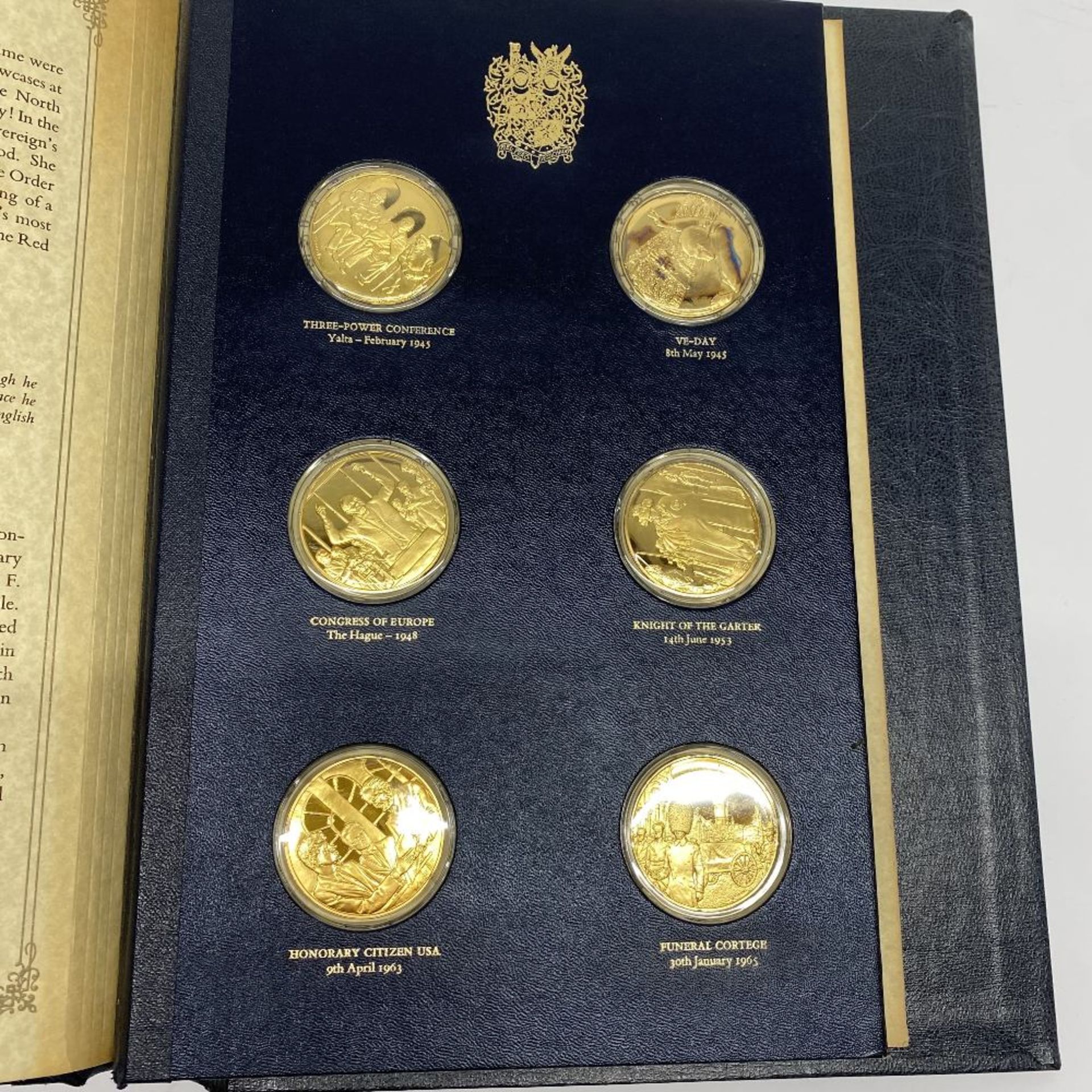 A folder of presentation of Churchill Centenery Trust gold plated on silver medals. Limited - Image 4 of 6