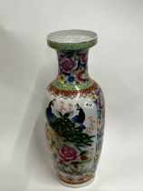 A mid 20th century Chinese hand painted porcelain vase, H. 62cm.