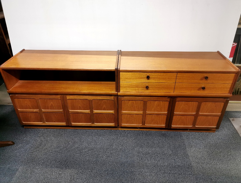 Two 1960's Nathan 'Squares range' teak sideboards, 102 x 74 x 46cm.