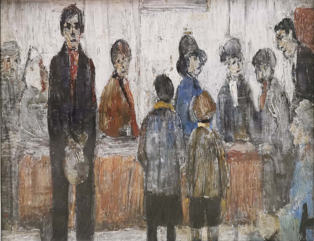 A reproduction framed print of 'A Doctor's Waiting Room' after Laurence Stephen Lowry (English - Image 2 of 3