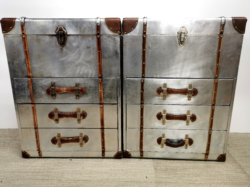 A pair of interesting metal cabin trunk style chests of drawers, 81 x 61 x 41cm. - Bild 2 aus 7