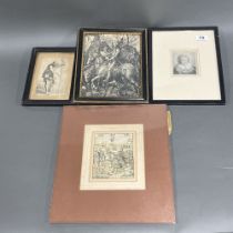 A group of 4 early engravings, largest framed size 30 x 33cm.