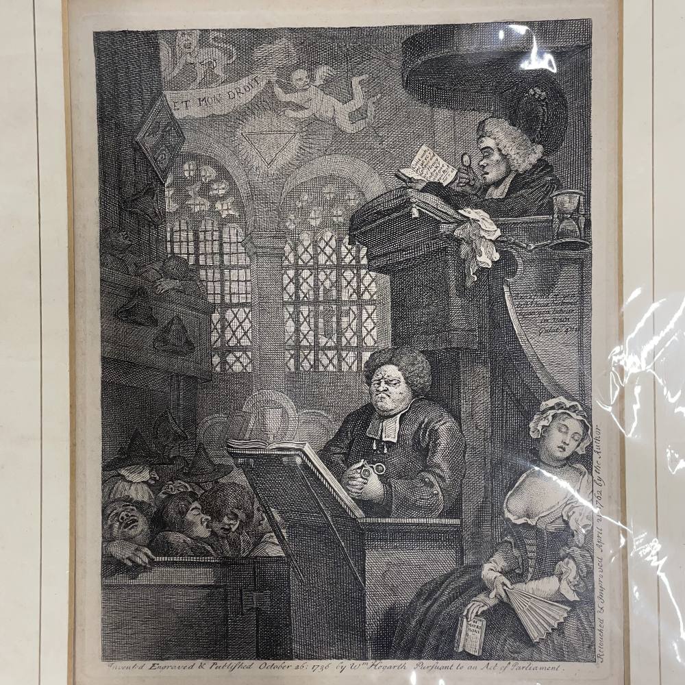 A mounted 18th century engraving by William Hogarth, "Persuant to an act of Parliament", mount - Bild 2 aus 5