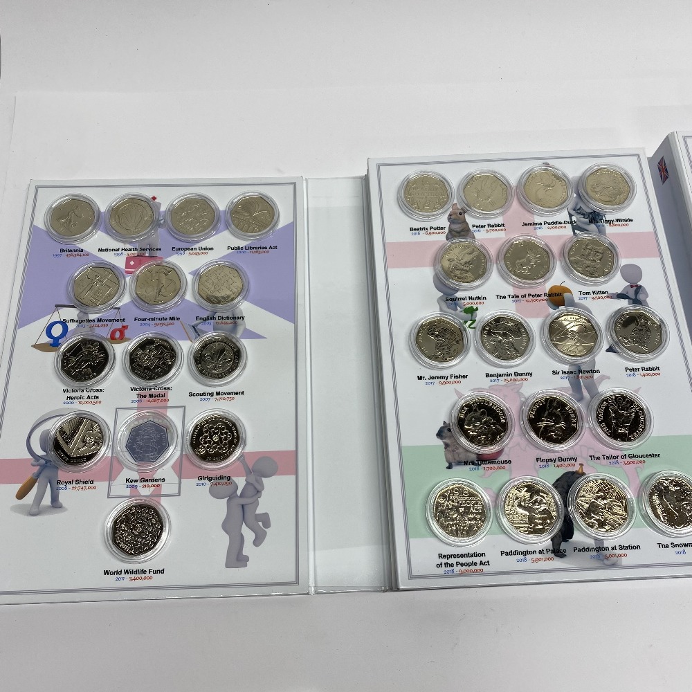 A collection of uncirculated proof 50p coins from 1997-2023 in custom made cases. - Bild 2 aus 17