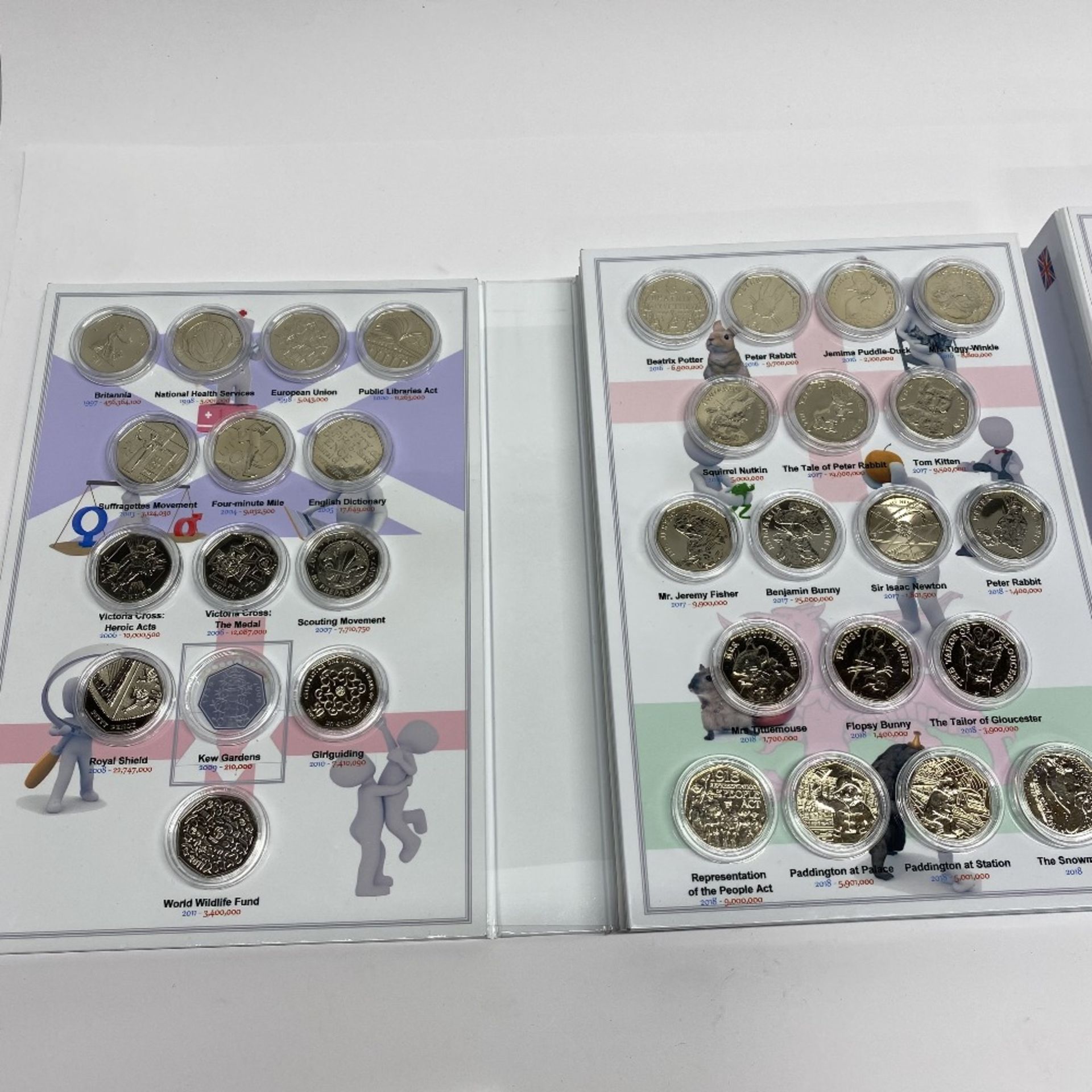 A collection of uncirculated proof 50p coins from 1997-2023 in custom made cases. - Image 2 of 17