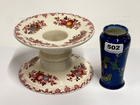 A Mason's Ironstone ham stand and a Crown pottery vase.