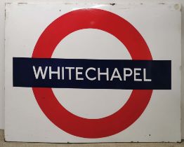 A large original London Underground enamelled metal sign for Whitechapel, 152 x 116cm.