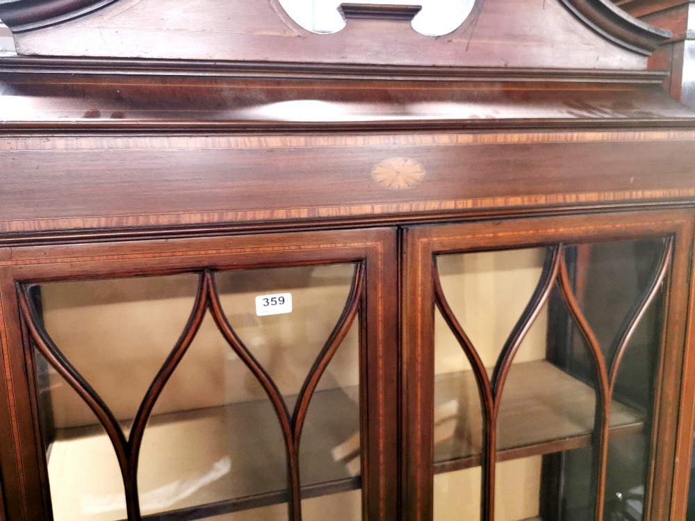 An inlaid mahogany display cabinet with two bottom drawers, 195 x 100 x 35cm. - Image 2 of 4