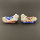 A pair of early 20th century Chinese porcelain chopstick rests. L. 7cm