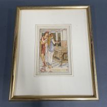 A gilt framed (no glass) lithograph "Pandora wonders at the box" c.1882 after Crane Walter (1845-