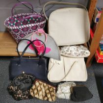 A group of vintage bags.