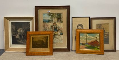 A group of framed engravings, prints etc, largest frame size 53 x 70cm.