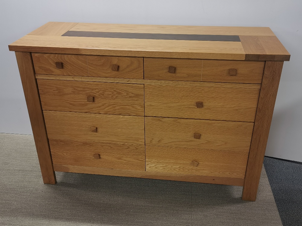 A heavy quality light oak eight drawer sideboard/ chest, 138 x 92 x 52cm. - Image 2 of 4