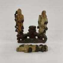 A Chinese early 20th century carved hardstone figure group of Lucky Gods. H. 22cm. 1 figure