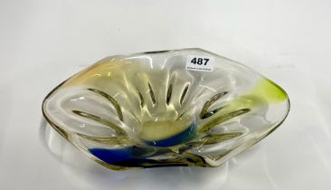 A 1970's studio glass centre piece, W. 31cm.