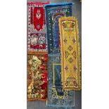 A group of five mixed table rugs largest L. 107x67cm.