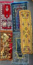 A group of five mixed table rugs largest L. 107x67cm.