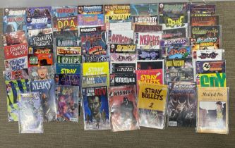 An extensive quantity of American comics.