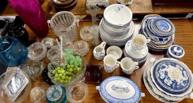 A large quantity of mixed china and glassware including Royal Doulton 'Minerva' pattern dinner