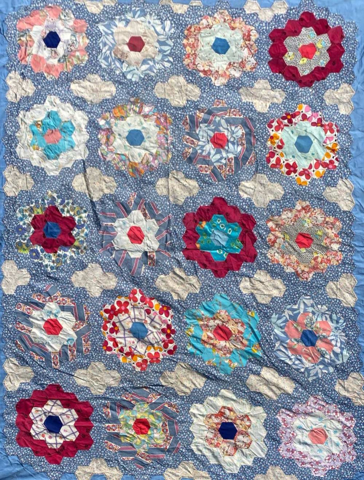 A blue patchwork rug, 225 x 221cm. - Image 3 of 3