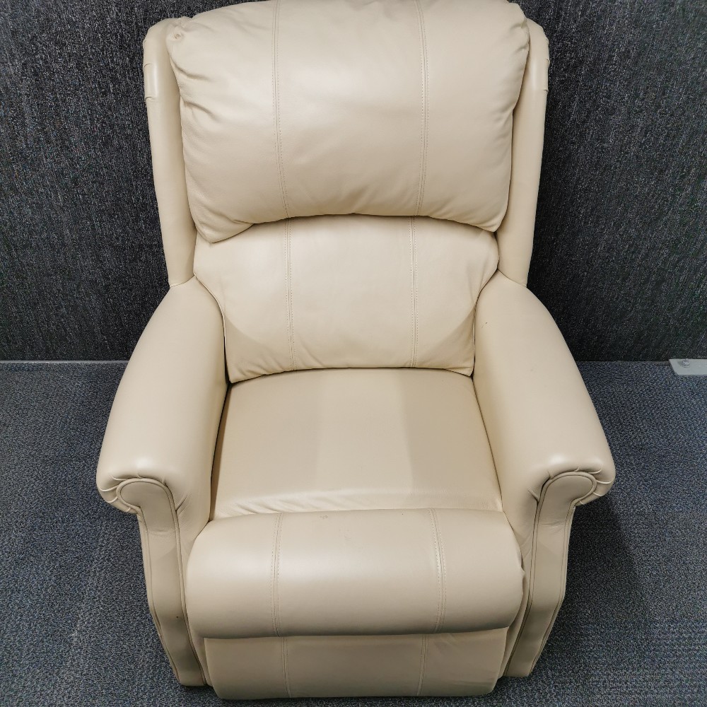 A large cream leather armchair, H. 107cm. - Image 2 of 3