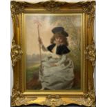 A gilt framed Victorian print of a girl, frame size 62 x 76cm.
