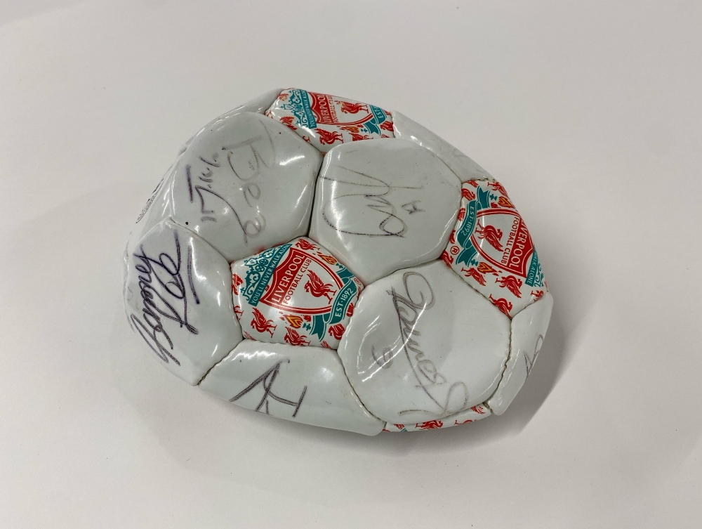 Two signed Liverpool FC shirts and signed football. - Image 4 of 5