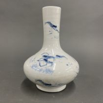 A Chinese hand painted porcelain vase featuring prawns. H. 22cm.