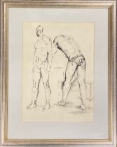 Vivian Pitchforth (RA) A framed double sided frame of pen and ink sketches, frame size 40 x 50cm.